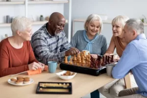 A group of friends playing chess
